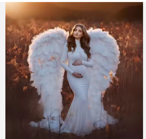 Ailes d'ange en plumes d'autruche |   Accessoires de photographie de mariage et de spectacle |   Tenue de cosplay et de soirée pour Halloween - Product Image 1