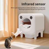 Bac à litière pour chat autonettoyant 68L, toilette automatique intelligente avec stérilisation par lumière bleue, évacuation d'air et désodorisation en 3 étapes, application mobile