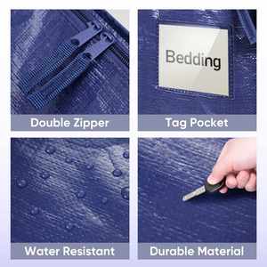 Water-Resistant 6 Pack Large Strong Moving Bags with Zippers & Carrying Handles Heavy Duty Storage Tote for Space Saving - Product Image 5