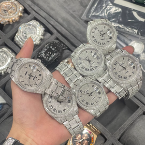 Custom Hip Hop Full Iced Out Vvs Moissanite Diamond Luxury Watches Power Reserve Diver Pointer Dial - Product Image 1