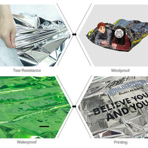 定制标志轻质防水聚酯薄膜应急保暖Bivy户外野营生存睡袋带拉绳 - Product Image 5