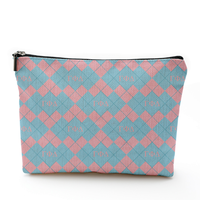 Pochette de maquillage portable de haute qualité avec fermeture éclair, imprimé argyle et lettres grecques de sororité, pour usage quotidien