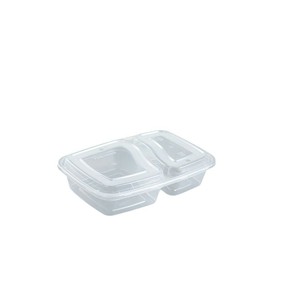 Two Compartment Disposable <b>Lunch</b> <b>Box</b> With Lid <b>Microwave</b> Safe Rectangular Bento <b>Box</b> For Fast Food Takeout - Product Image 3