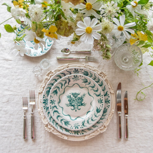 Green Flower Design Fine Bone China Classic Charger Plates & <b>Dinnerware</b> <b>Sets</b> Dishwasher Safe Microwave Safe - Product Image 3