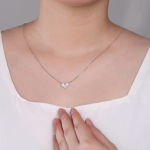 Collar con colgante de oro macizo de 18K, cadena de eslabones de diamante natural de fábrica personalizable, forma de corazón, uso diario de moda, certificado GIA - Product Image 2