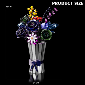 Briques orthographe Art fleur Vase Rose décoration MOC Puzzle assemblé blocs de construction chiffres pour enfants Collection jouets 13039 - Product Image 6