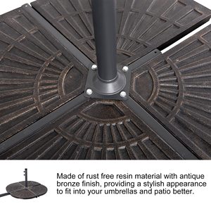 Base de Parasol en Forma de Abanico de Plástico HDPE para Exteriores, Bronce, 14 kg, Tipo Cantilever, para Hotel, Parque, Jardín, JD5022 - Product Image 4