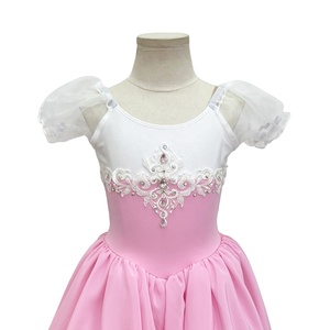 AL-S0117 Abito da Balletto Lungo Bianco <span class=keywords><strong>e</strong></span> Rosa Romantico, Costume da Palcoscenico Ricamato, Abbigliamento da Danza Direttamente dalla Fabbrica per Spettacoli <span class=keywords><strong>e</strong></span> Competizioni - Product Image 2