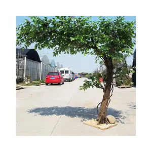 Árbol de plantas al aire libre, verde, altura de 2,5 m y ancho de 1,8 m, Ficus Artificial, árbol de Banyan