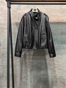 2025 automne noir vintage veste en cuir <span class=keywords><strong>femme</strong></span> Jurchen veste en cuir de mouton avec veste en cuir brillant <span class=keywords><strong>cire</strong></span> d'huile - Product Image 5