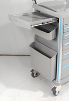 Chariot d'urgence médical silencieux, durable et léger avec roulettes, chariot d'hôpital en plastique pour soins infirmiers, 5 tiroirs, poteau IV, défibrillateur