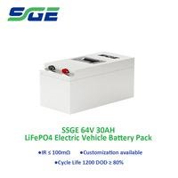Paket Baterai Cair OEM Tersedia 64V30AH 1200 Siklus 18Kg Ringan untuk Kendaraan Listrik Roda 2 dan 3