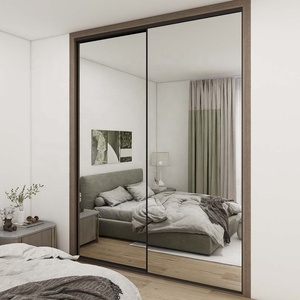 <span class=keywords><strong>Armoire</strong></span> à <span class=keywords><strong>portes</strong></span> <span class=keywords><strong>coulissantes</strong></span> avec finition laquée lisse moderne, <span class=keywords><strong>portes</strong></span> <span class=keywords><strong>miroir</strong></span> pleine longueur - Product Image 4