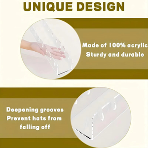 Nhà Máy Bán buôn rõ ràng nhiều Mũ tổ chức hiển thị chủ <span class=keywords><strong>Rack</strong></span> không có cài đặt Acrylic hat đứng cho Mũ bóng chày - Product Image 4