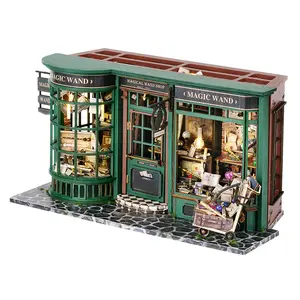 Toverstaf Boek Hoekkit, Diy Miniatuur Poppenhuis Set, 3d Houten Puzzel Voor Huisdecoratie