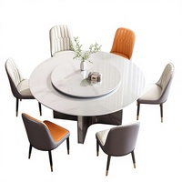 Ensemble de table à manger de luxe, plateau rond en marbre avec base en métal réglable, pour la maison, l'hôtel, la villa ou les meubles de restaurant