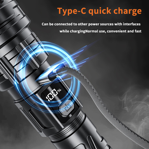 Ngân hàng điện đèn pin 500m dài phạm vi <span class=keywords><strong>LED</strong></span> EDC đèn pin có thể sạc lại không thấm nước cho cắm trại ngoài trời ABS cơ thể đèn - Product Image 4