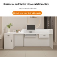 Comptoir de bar commercial en cuir QT-215X avec rangement, design moderne pour salon de beauté et réception d'entreprise