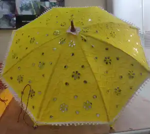 Wholesale Lot Of Vintage Handmade Embroidery Umbrella 100% Cotton Parasols Indian Wedding Decoration Sun Protection Canopy