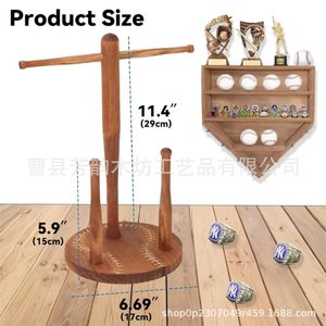 Solid Wood Champion <b>Ring</b> Display Stand Desktop <b>Necklace</b> Storage Rack Baseball Theme Jewelry Organizer - Product Image 4