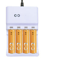 Prix d'usine Chargeur USB intelligent 4 emplacements pour piles AA AAA NiMH/NiCd, charge 2A, ABS+PC ignifuge, portable