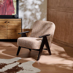 Modern Designer Sofa Chair Solid Wood <b>Frame</b> Ergonomic Upholstered Living Room Chair Single Seat Vintage Style Furniture - Product Image 2