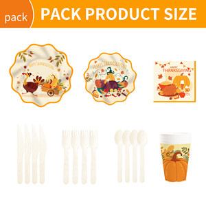 Juego de Vajilla con Tema de Hojas de Arce y Pavo de Acción de Gracias DAMAI, Platos de Papel, Vasos, Servilletas, Decoración de Mesa de Acción de Gracias, Decoraciones para Fiestas - Product Image 6