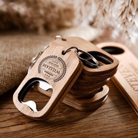 Logo de gravure laser personnalisé porte-clés en métal vierge et ouvre-bouteille de bière en bois porte-clés porte-clés ouvre-bouteille en bois