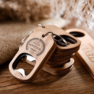 Logo gravé au laser personnalisé porte-clés en métal vierge et ouvre-bouteille de bière en bois porte-clés porte-clés ouvre-bouteille en bois - Product Image 4