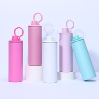Bouteille d'eau isotherme personnalisée avec logo, 20 oz, en acier inoxydable, avec couvercle à poignée, anti-fuite, bouteille de sport pour gravure au laser