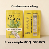 Sachet plat personnalisé en matériau laminé imprimé en héliogravure avec fermeture éclair, emballage de sauce, qualité alimentaire, résistant à l'humidité et anti-fuite