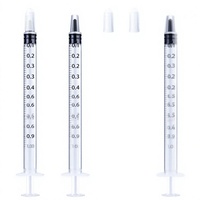 Jeringa de 1 ml para Uso Oral de Líquidos, Medición y Dispensación en Laboratorios Científicos con Tapa - Paquete de 100