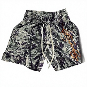 <b>Men</b> <b>s</b> Camouflage Print Drawstring <b>Shorts</b> Mid Waist Quick Dry Casual Board <b>Shorts</b> with Orange Logo Front - Product Image 1