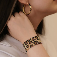 Bracelet tendance transfrontalier classique imprimé léopard Miyuki en fer style bohème minimaliste, bracelets perlés à la mode