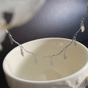 Dainty Stainless Steel Link Chain <b>Choker</b> Necklace Flower Pendant Women's Anniversary Party Gift - Product Image 2