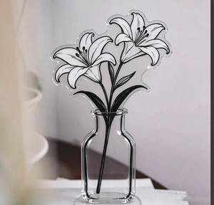 Pince à notes en acrylique motif fleur, support de photos et mémos, ornement de bureau, décoration maison et bureau, vente en gros - Product Image 1