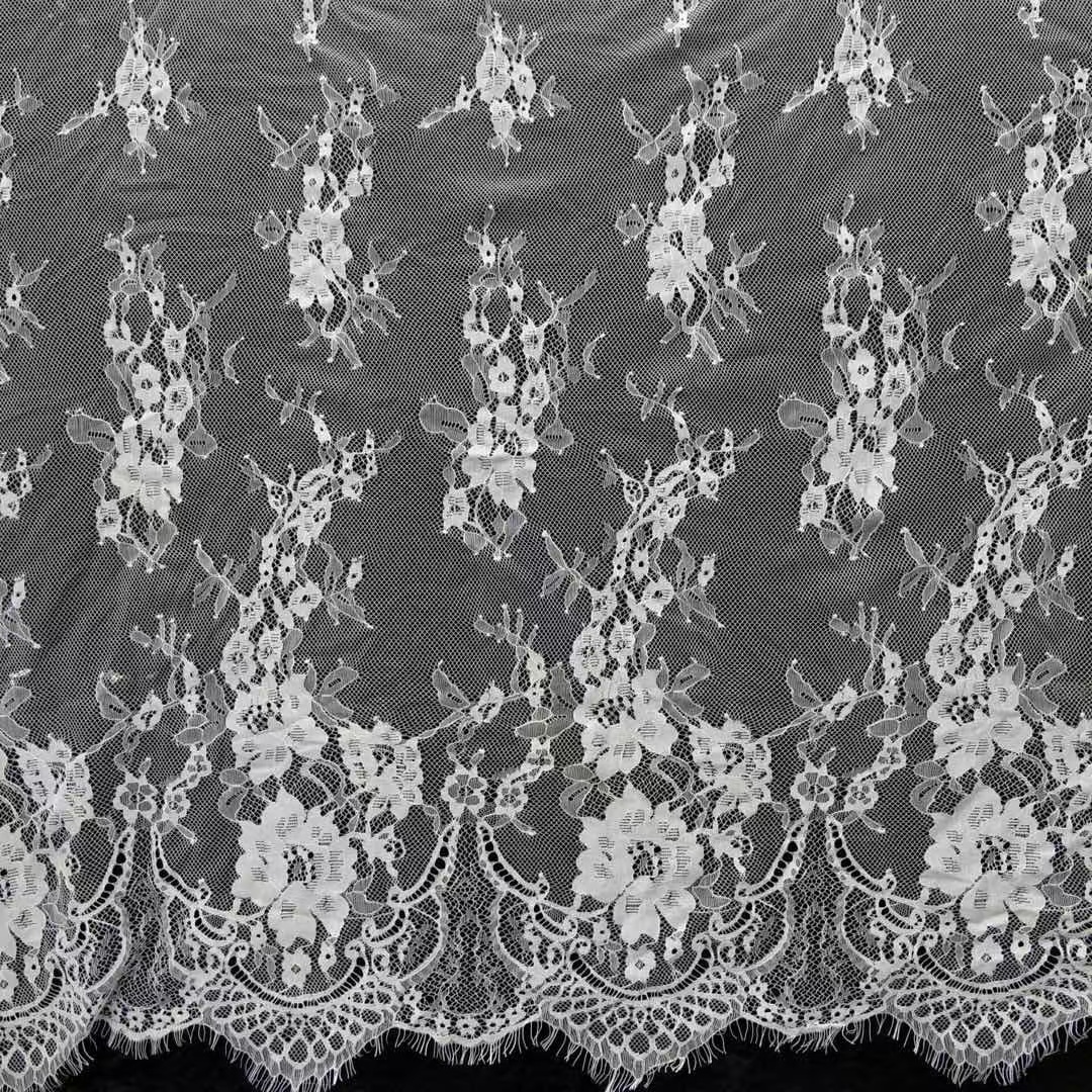 Ready Use Breathable Lightweight Pre-cut Eyelash Lace Fabric 3 Meter Length Per Piece for Bridal Evening Wear Lingerie Black