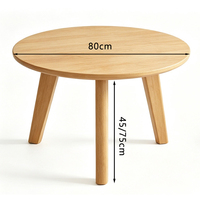 Table basse en bois de 80 cm avec 3 pieds coniques, plusieurs hauteurs (45/50/75 cm), design moderne, durable, écologique, en chêne, meubles de salon