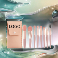 Kit de 8 pinceaux de maquillage portables en gros, poils synthétiques, manche en plastique, idéal pour le voyage, pour fond de teint, mascara et fard à paupières