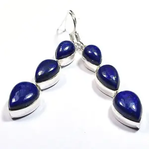 Écologique OEM ODM hypoallergénique 925 boucles d'oreilles en argent sterling balancent goutte bleu lapis lazuli rock punk bohême style bijoux