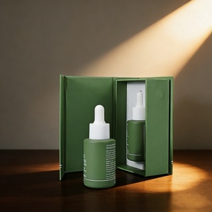 30ml Frosted Green Essential Oil Glass Pump Dropper Bottle Face Skin Care Packaging Pump Serum Bottle 30ml With Gift <b>Box</b> - Product Image 6