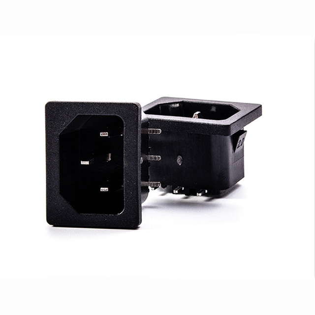 High Quality Industrial Multifunctional AC Power Socket 3 Outlets Black Three-Pin Side Socket with Ear