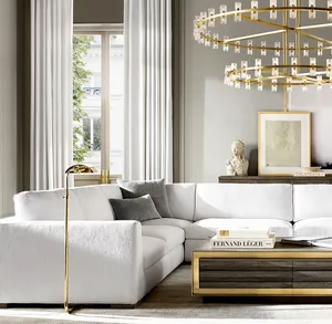 Divano Sassanid di Design Italiano Moderno, <span class=keywords><strong>Arredamento</strong></span> Americano di Lusso per Soggiorno, Set Divani <span class=keywords><strong>Modena</strong></span> con Braccioli Affusolati, Sezionale a U Personalizzabile - Product Image 5