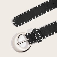 Ceinture vintage en similicuir PU pour femme, avec surpiqûres contrastées et bords cousus main, style western bohème, pour jeans