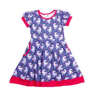 Infant Kids Baby Girls Fashion Dinosaur Dresses Fresh Short-sleeved Children Princess Dress