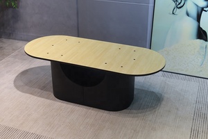 Mesa de Centro Moderna de Piedra Negra con Base de Acero al Carbono, Mueble de Sala de Estar de Lujo y Duradero - Product Image 6