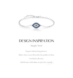 S925 Silver Chain <b>Bracelet</b> With Blue Crystal style Eye Rhodium Plated Classic Unisex Everyday Wear Jewelry - Product Image 6