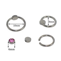 Anneaux de piercing en titane ASTM F136 personnalisés en gros, anneau à bille captive plat serti de bijoux, anneaux de poitrine, anneaux multi-usages