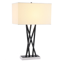 Lampes de table en laiton de luxe, forme de bambou, base en marbre carrée, LED électriques décoratives pour salon