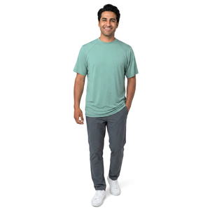 Custom Your Front Logo Men's T-Shirt Breathable Solid 95% Cotton 5% Spandex Regular Fit O-Neck Short Sleeve - Product Image 1